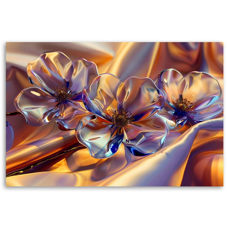 Canvasbillede, Glasblomster i silke 