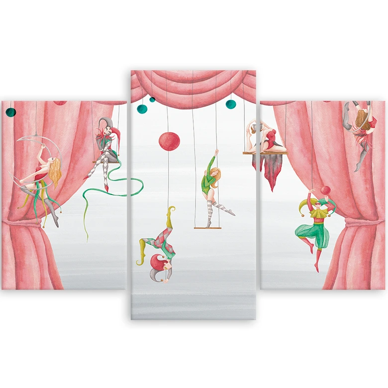 3-delige canvas print, circusacrobaat 