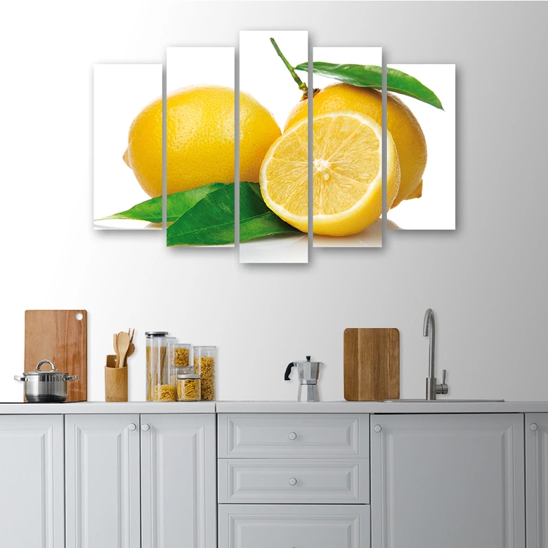 Leinwandbild 5 teilig, Früchte Zitronen 