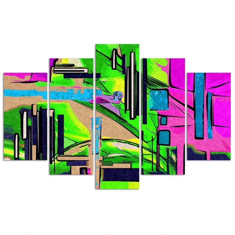 Leinwandbild 5 teilig, Abstrakte Landschaft 