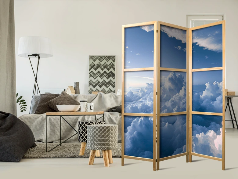 Japanischer Paravent, Raumteiler freistehend, Trennwand - Aerial Landscapes 