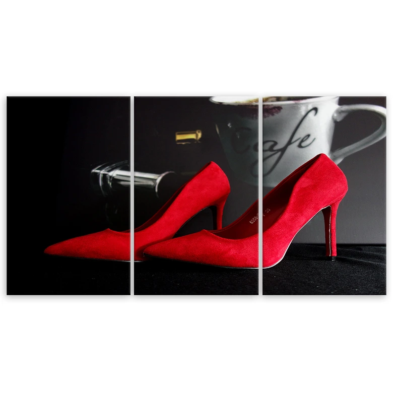 Leinwandbild 3-teilig, Rote Stilettos 