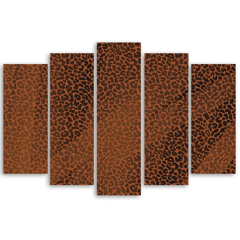Leinwandbild 5 teilig, Leopard Leopard Pelfpatches Muster 