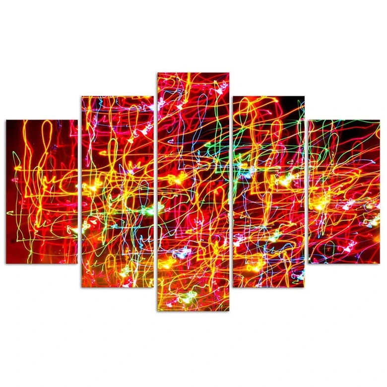 Leinwandbild 5 teilig, Rote Abstraktion 