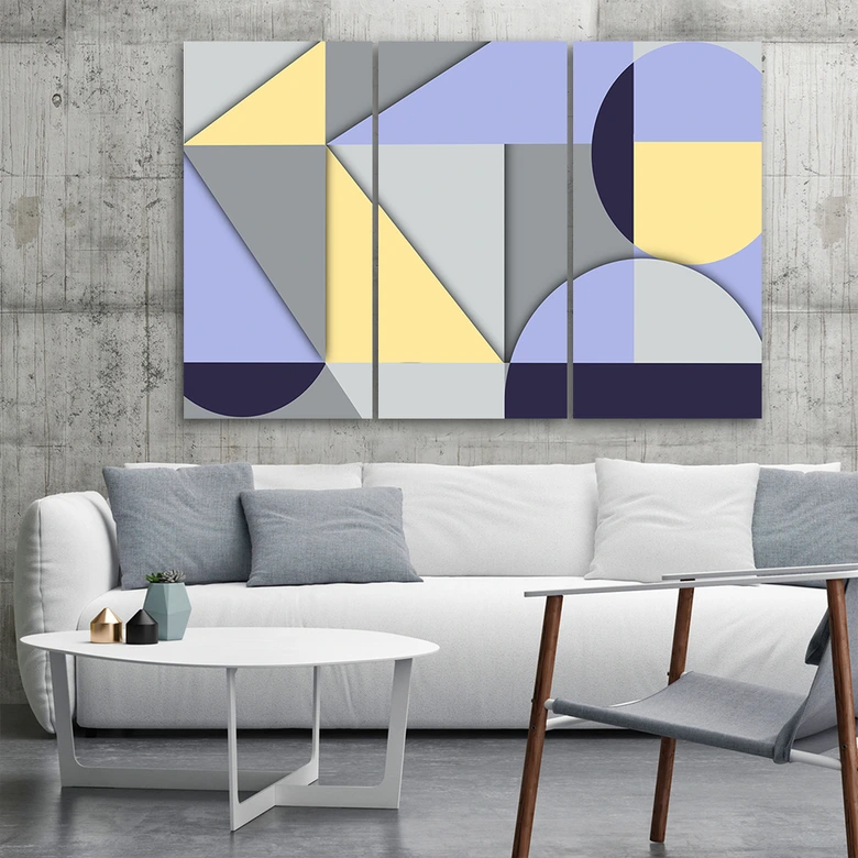 Leinwandbild 3 teilig, Geometrische Abstraktionsformen 