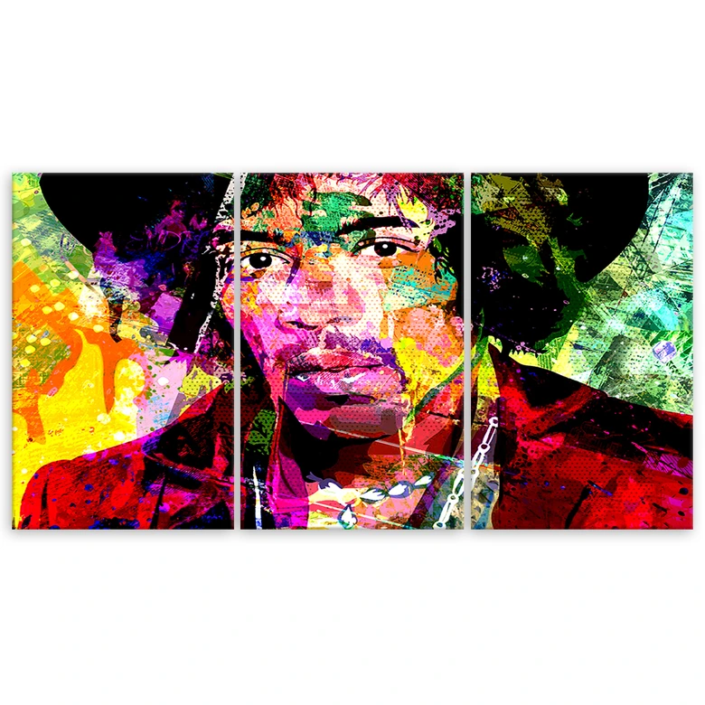 Leinwandbild 3-teilig, Jimmy Hendrix Musik 
