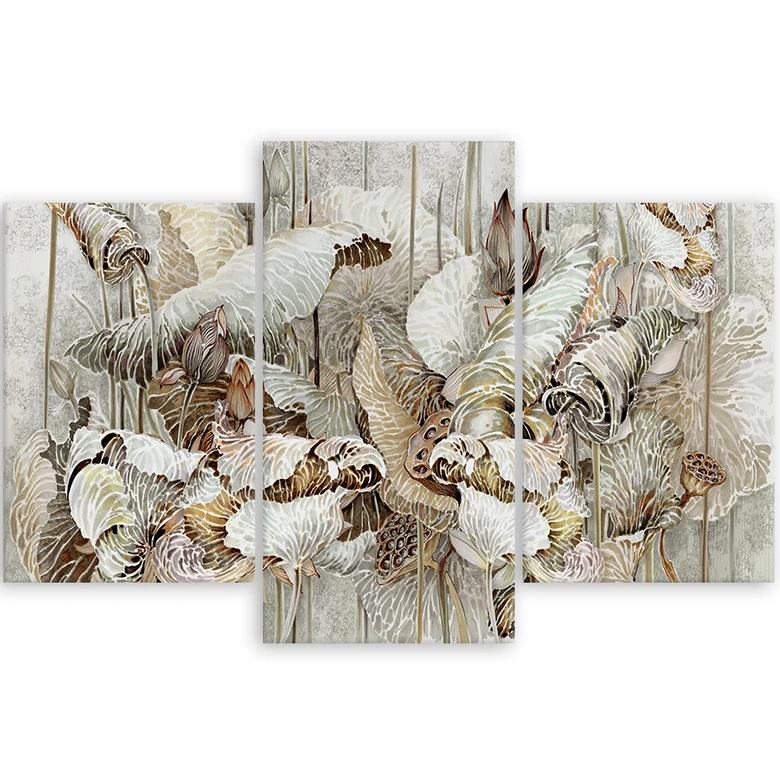 Leinwandbild 3 teilig, Saint Lotos Blumen 