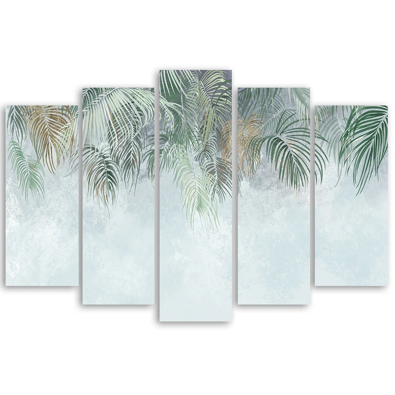 Leinwandbild 5 teilig, Palmenblätter 