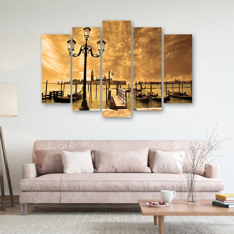 Leinwandbild 5 teilig, Venedig Gondel Italien 