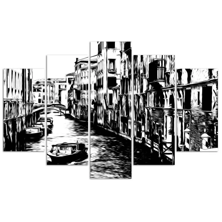 Leinwandbild 5 teilig, Venedig Italien Schwarz & Weiß 