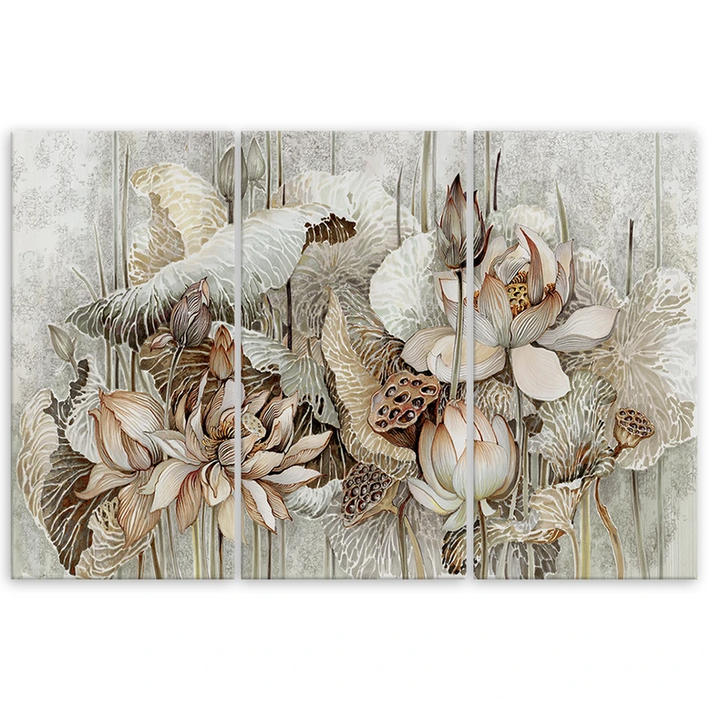 Leinwandbild 3 teilig, Saint Lotos Blumen 