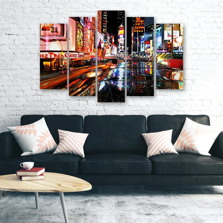 Leinwandbild 5 teilig, Times Square New York Stadt Nacgt 