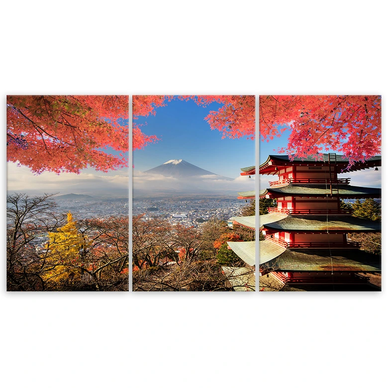 Leinwandbild 3-teilig, Japan Landschaft Berg 