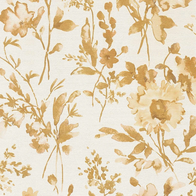 COSMOPOLITAN papier peint floral fleurs blanc or - papier peint intissé design moderne 