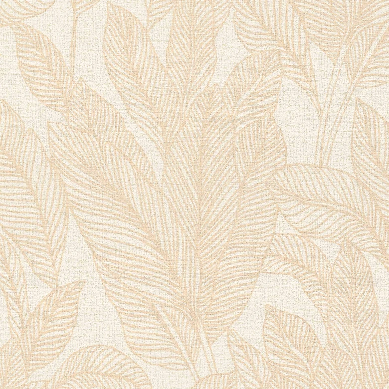 COSMOPOLITAN sovrumstapet med löv beige grädde - Icke-vävd tapet 
