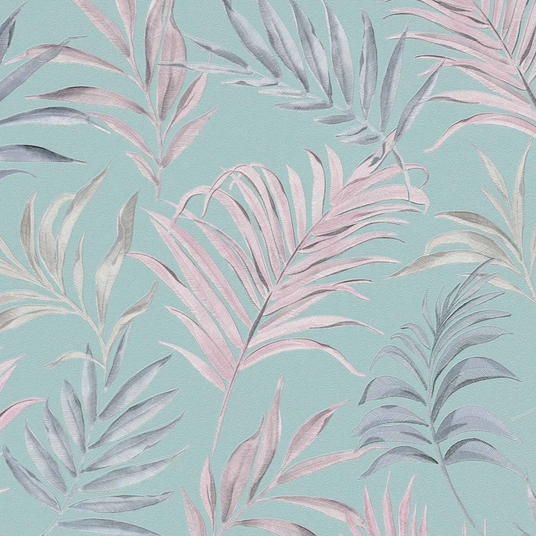 COSMOPOLITAN papier peint floral turquoise rose - papier peint intissé avec feuilles salon 