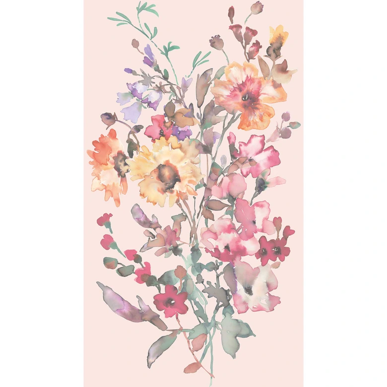 COSMOPOLITAN Wall Mural Flowers Watercolor Pink Colorful - modern non-woven wallpaper Floral 