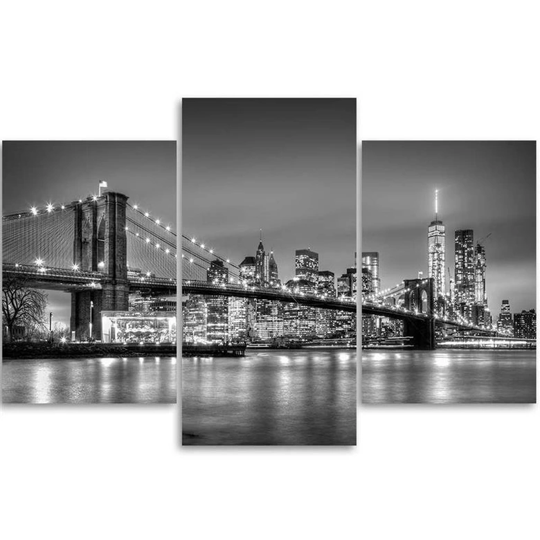 Leinwandbild 3-teilig, New York Stadt Brooklyn Brücke 