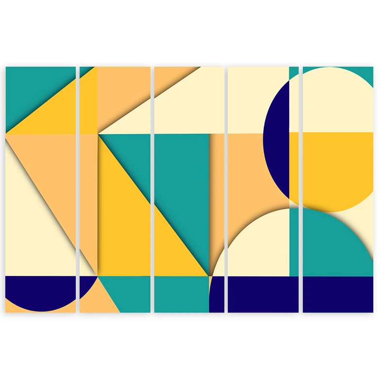 Leinwandbild 5 teilig, Geometrische Abstraktionsformen 
