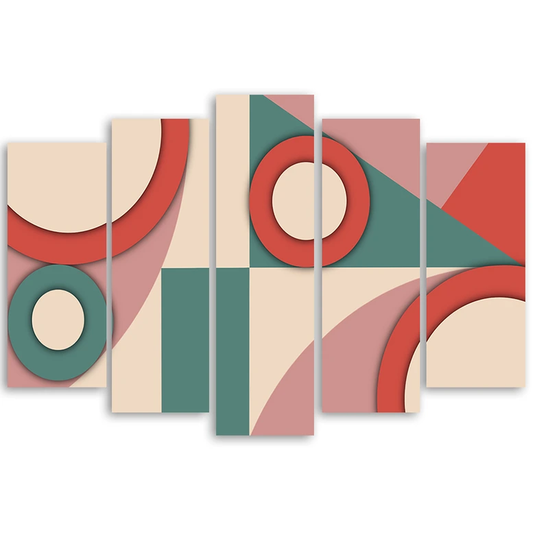 Leinwandbild 5 teilig, Geometrische Abstraktionsformen 