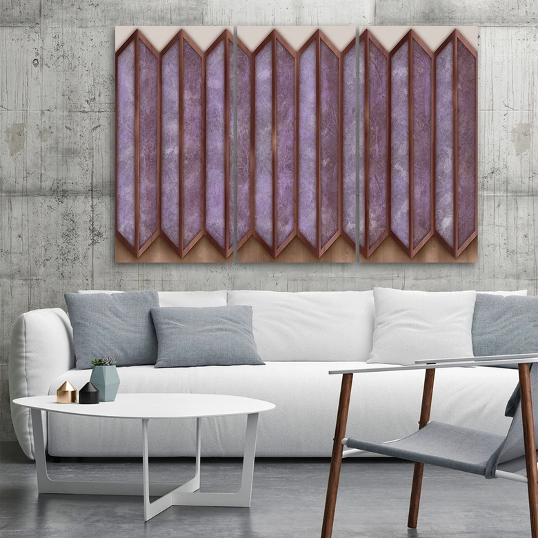 Impression sur toile en 3 parties, fenêtre 3D colorée 