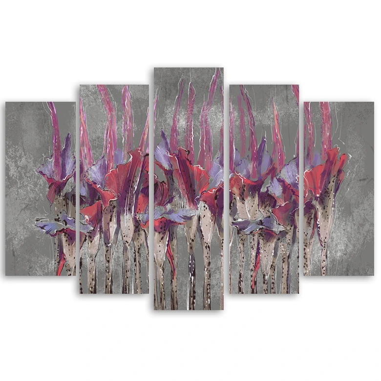Leinwandbild 5 teilig, Pflanzen Blumen Simnitło 