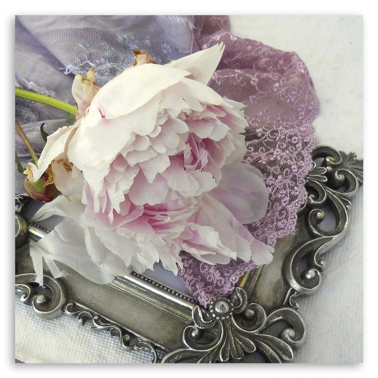 Leinwandbild, Rose Blumen auf einem Spiegel 