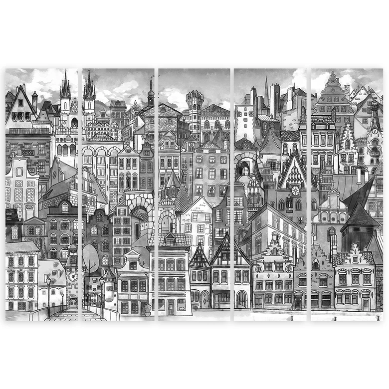Leinwandbild 5 teilig, Fröhliche Stadt 