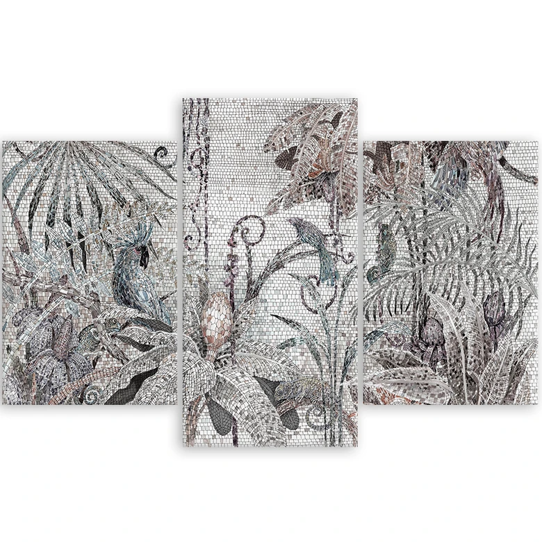 Leinwandbild 3 teilig, Mosaik -Dschungel 