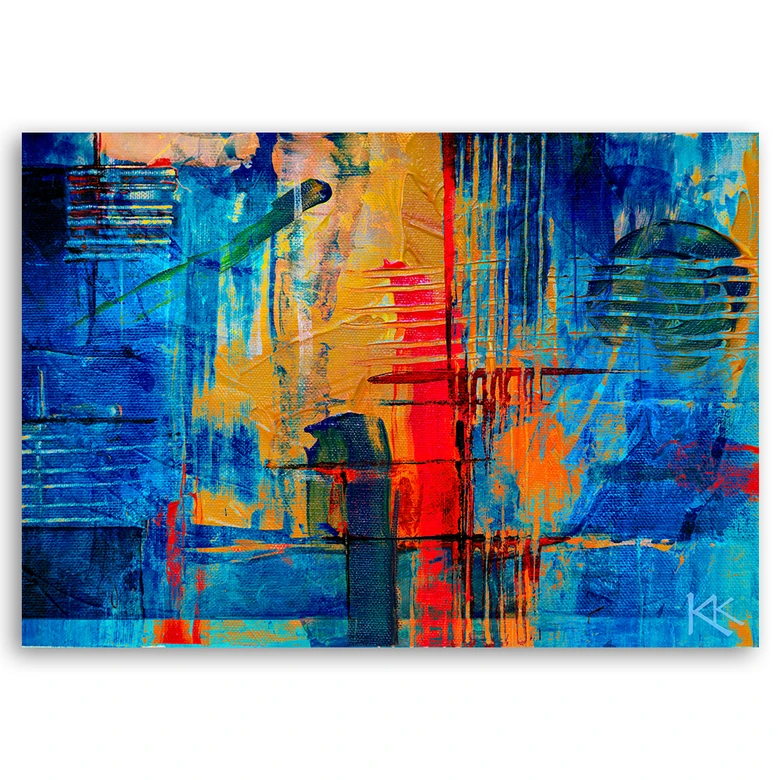 Leinwandbild, Bunte Abstraktion handgemalt 