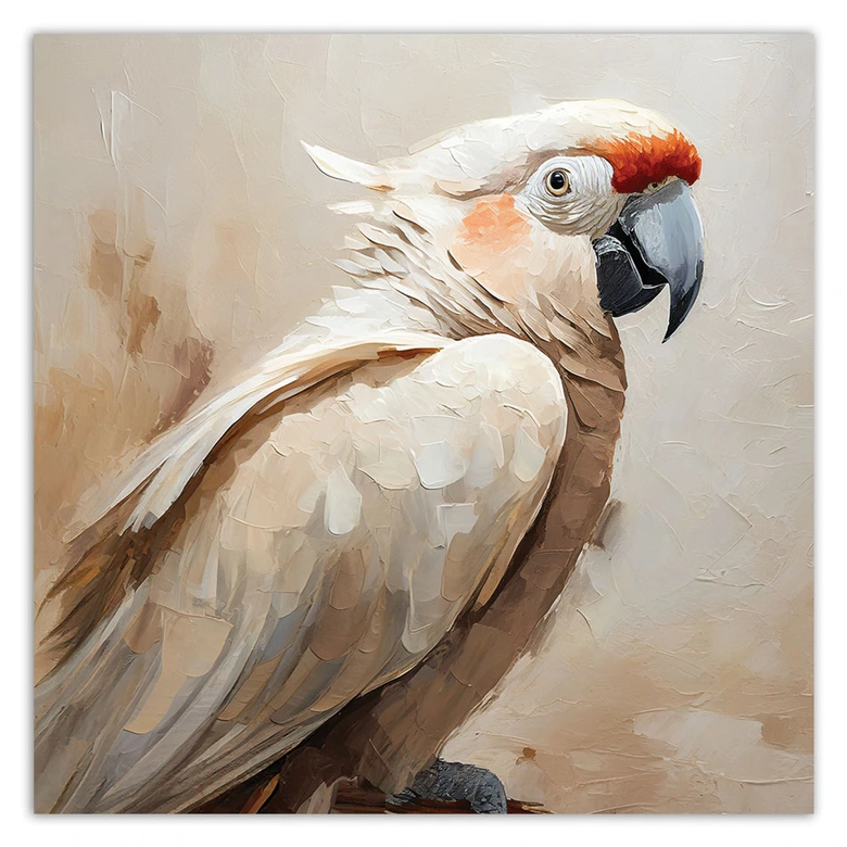Leinwandbild Vogel Papagei beige gemalt 