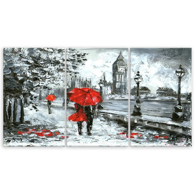 Leinwandbild 3-teilig, Londoner Spaziergang Big Ben 