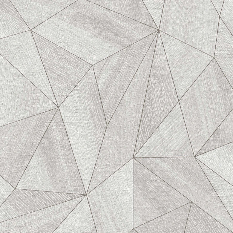 Geometric wallpaper wood look light gray silver - non-woven wallpaper with texture  
