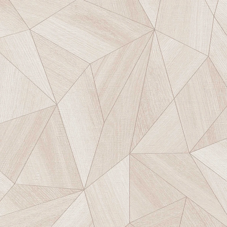 Geometric wallpaper wood look beige cream - non-woven wallpaper with texture 