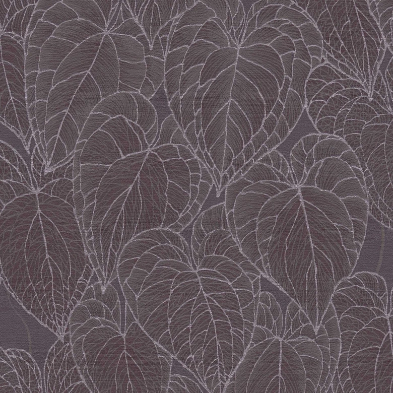 Leaves wallpaper dark gray purple - modern leaf pattern - Patterned Wallpaper  
