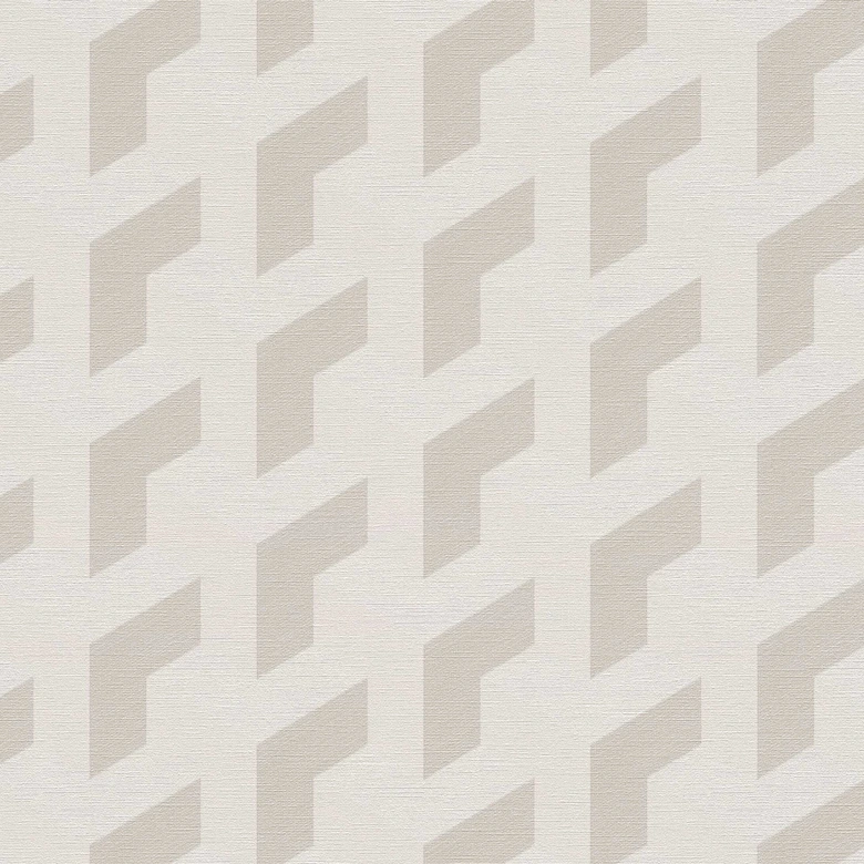 3D wallpaper cube pattern light gray white - geometric non-woven wallpaper modern 