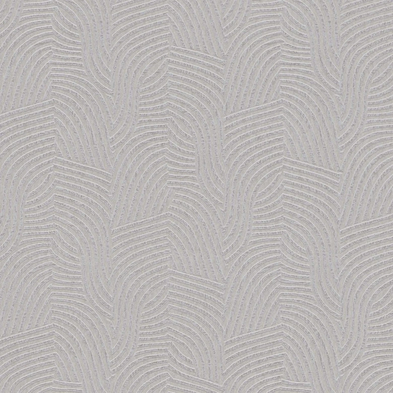 3D wallpaper wave pattern silver gray - modern non-woven wallpaper with a glossy texture 