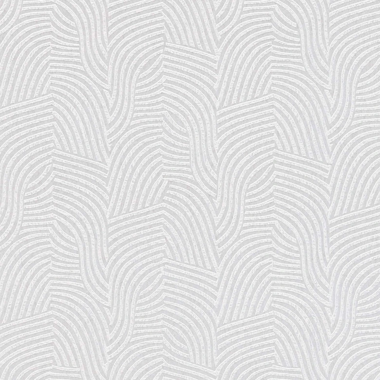 3D wallpaper with line pattern white silver - non-woven wallpaper modern glossy 