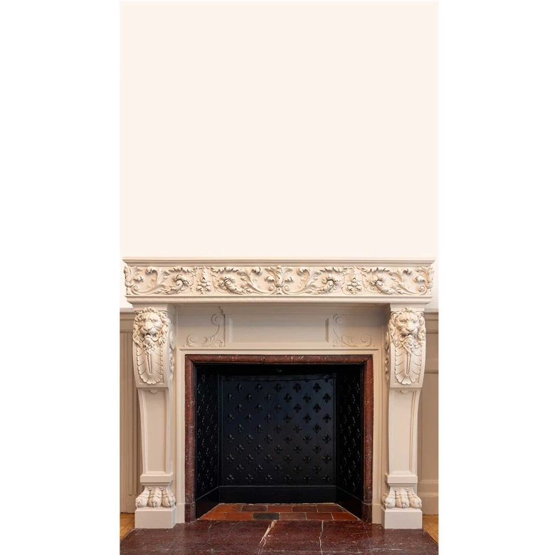 Wall Mural Fireplace Antique Beige - wall mural with 3D look - non-woven wallpaper realistic 