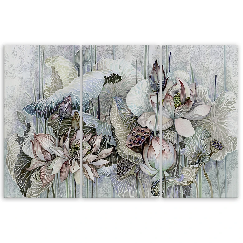 Leinwandbild 3 teilig, Saint Lotos Blumen 