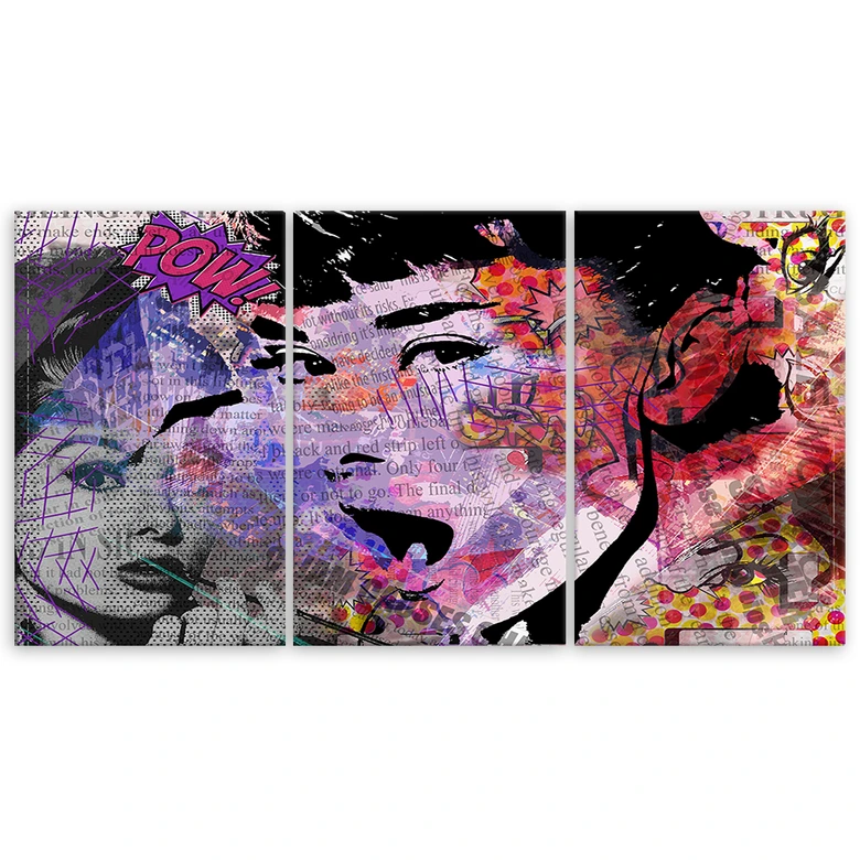 3-delige canvasprint, Audrey Hepburn 