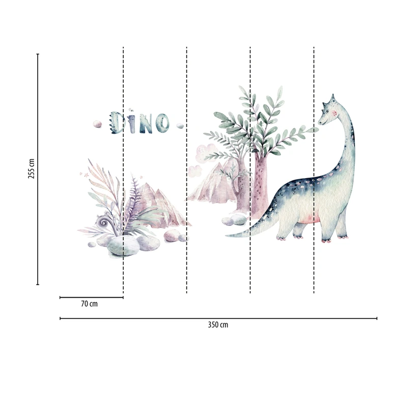 Fototapete Dino in weiß rosa - Vliestapete Designwalls 2 - 2,55 x 3,5 m 