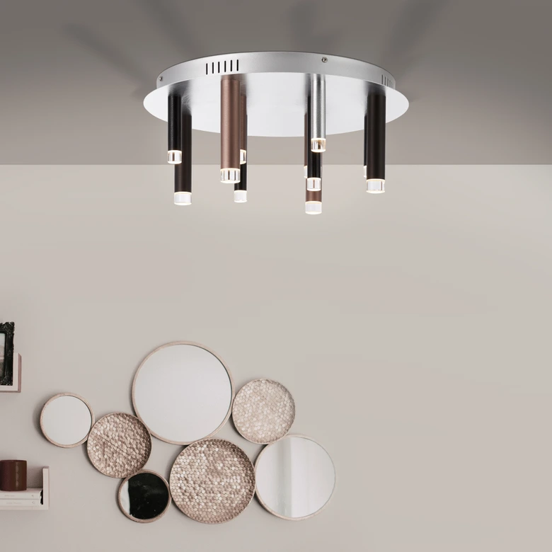 Deckenleuchte Eddy, braun, 21,5 x 50,5 cm, Metall Deckenlampe 