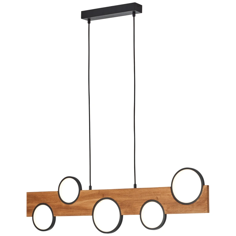 Pendelleuchte Elena, 100 x 6 cm, max. Höhe: 150 cm, Holz LED-Pendelleuchte, dimmbar, braun 