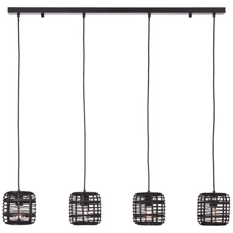 Pendelleuchte Elma, schwarz, 110 x 106 cm, Bambus Pendellampe 