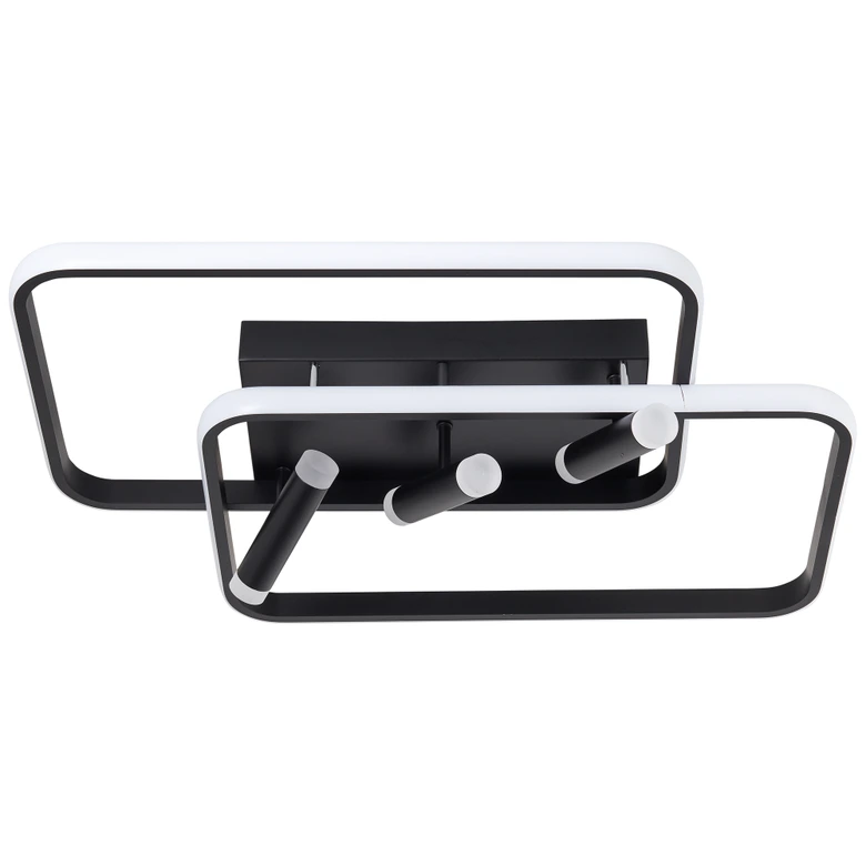 LED-Deckenleuchte Emilio, schwarz, 66 x 45,2 cm, dimmbar 