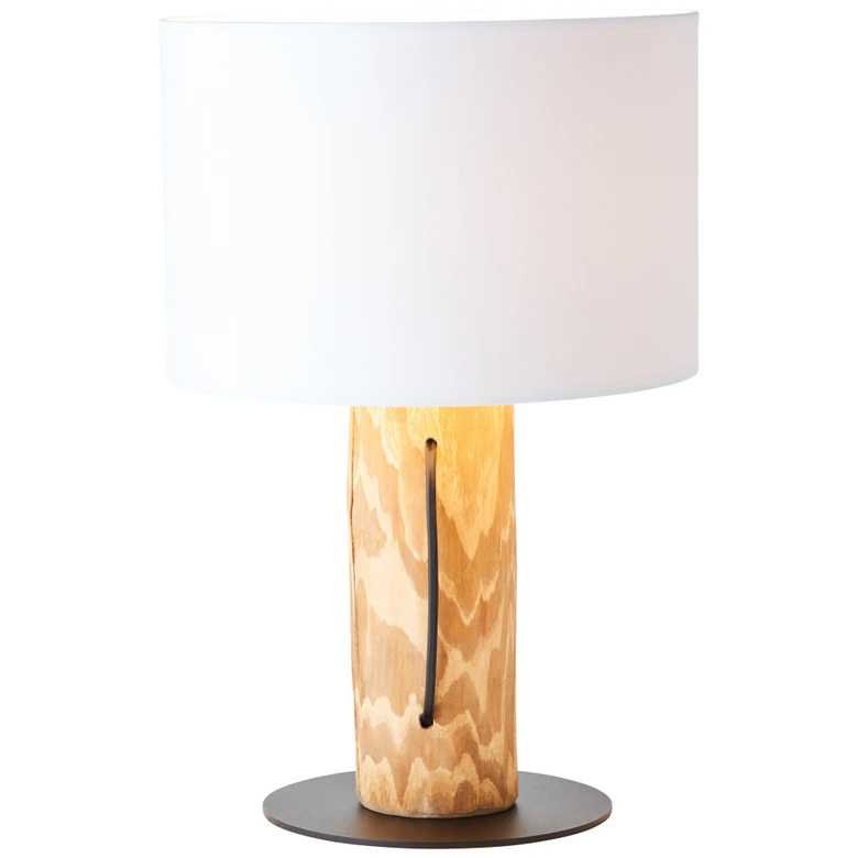 Tischleuchte Joshua, braun, ⌀ 30 cm, Textil Nachttischlampe, dimmbar 