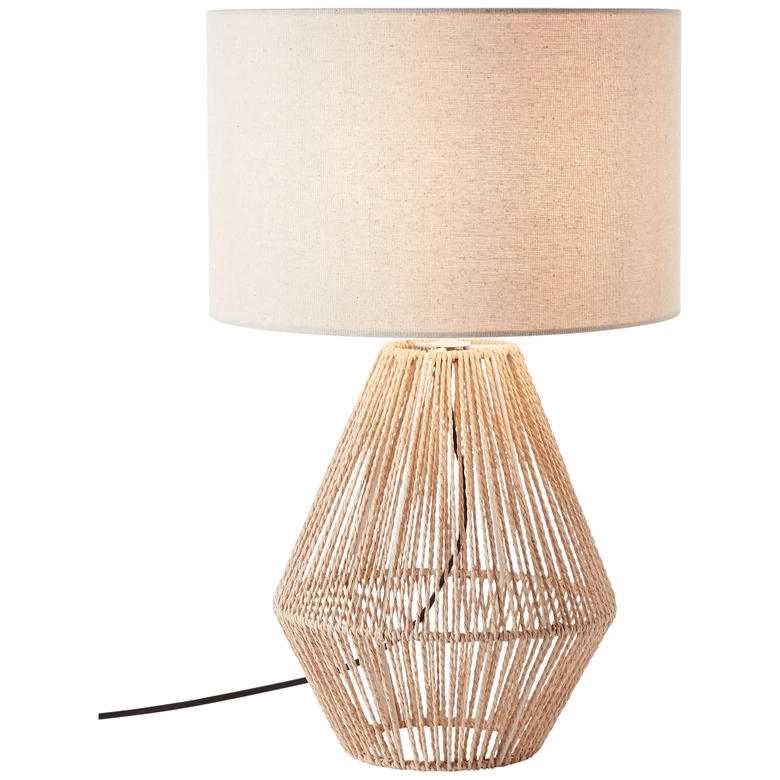 Tischleuchte Konrad, beige, 52 x 33 cm, Textil Nachttischlampe, dimmbar 