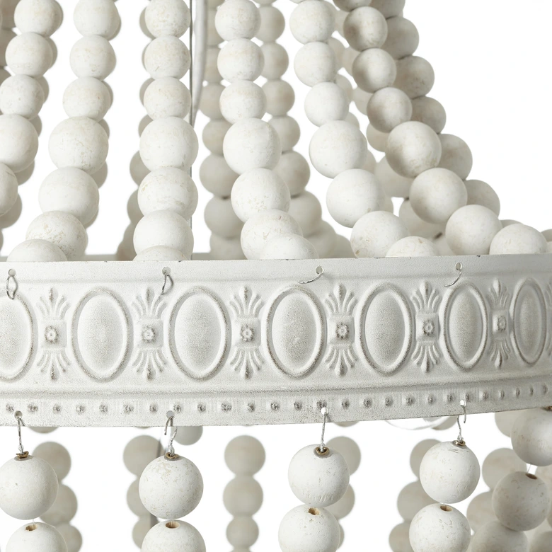 Kronleuchter Lars, weiß, 161 x 40 cm, Holz Pendellampe, dimmbar 