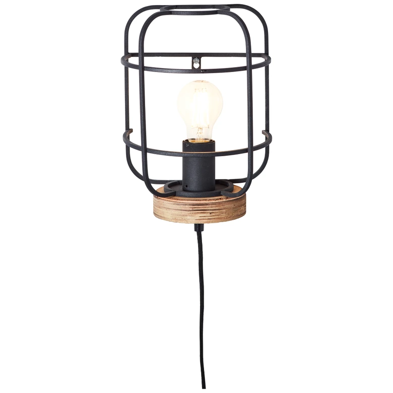 Wandleuchte Inga, braun, 29 x 19 cm, Holz Wandlampe 